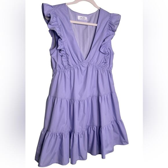 Mod On Trend Lavender Tiered Dress Size Medium NWT - Picture 3 of 9